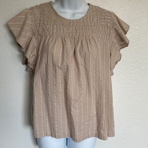 Style & Co. Tan Ruffle Sleeve Blouse Size Medium